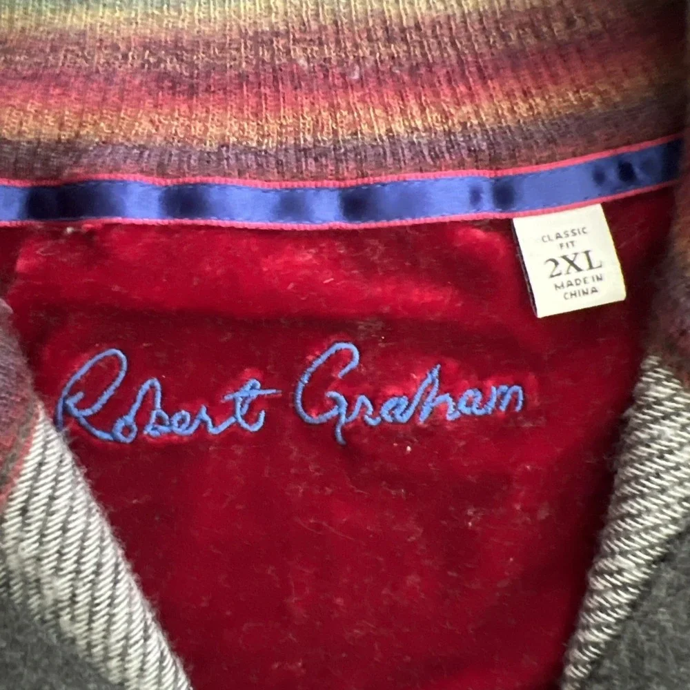 Robert Graham Wool Blend 1/4 Zip Pullover Men's 2XL Classic Fit Preppy Layer